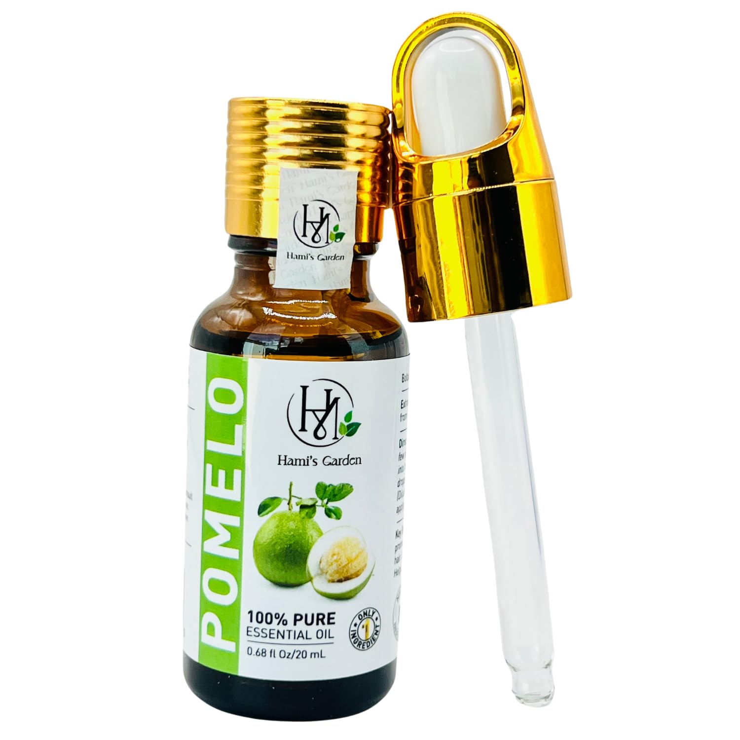 Hami's Garden huile essentielle pamplemousse pomelo — flacon ambré pour diffusion rafraîchissante.