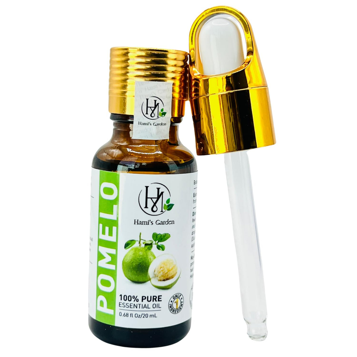 Hami's Garden huile essentielle pamplemousse pomelo — flacon ambré pour diffusion rafraîchissante.