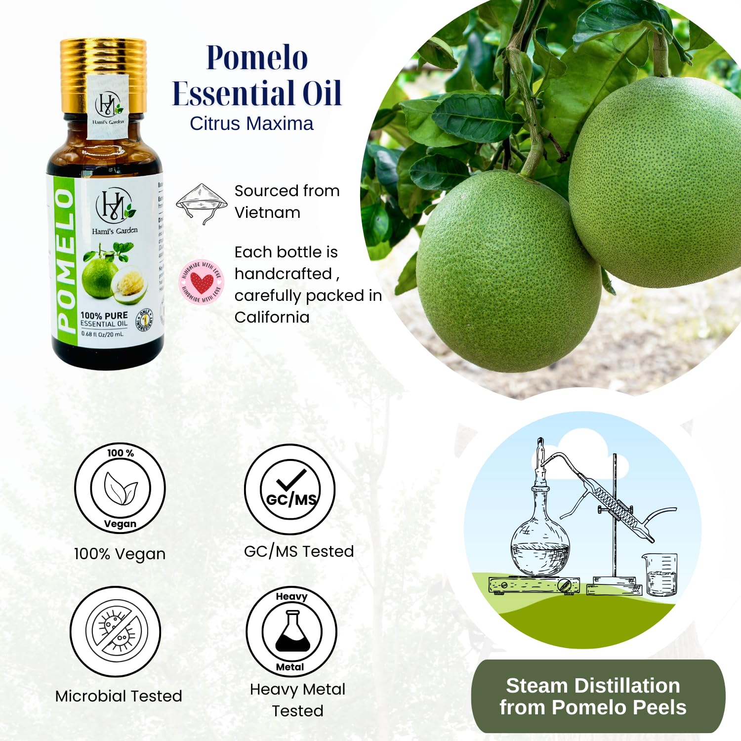 Hami's Garden huile pamplemousse pomelo peau — soin doux pour un éclat naturel.