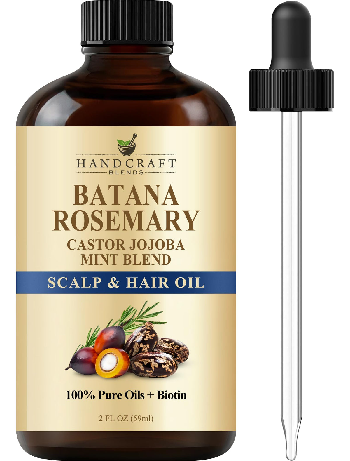 Handcraft Blends Batana Romarin — Bouteille 2oz, soin capillaire nourrissant.