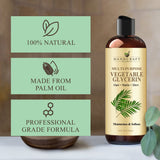 Glycérine Handcraft Blends en usage soin peau et cheveux.