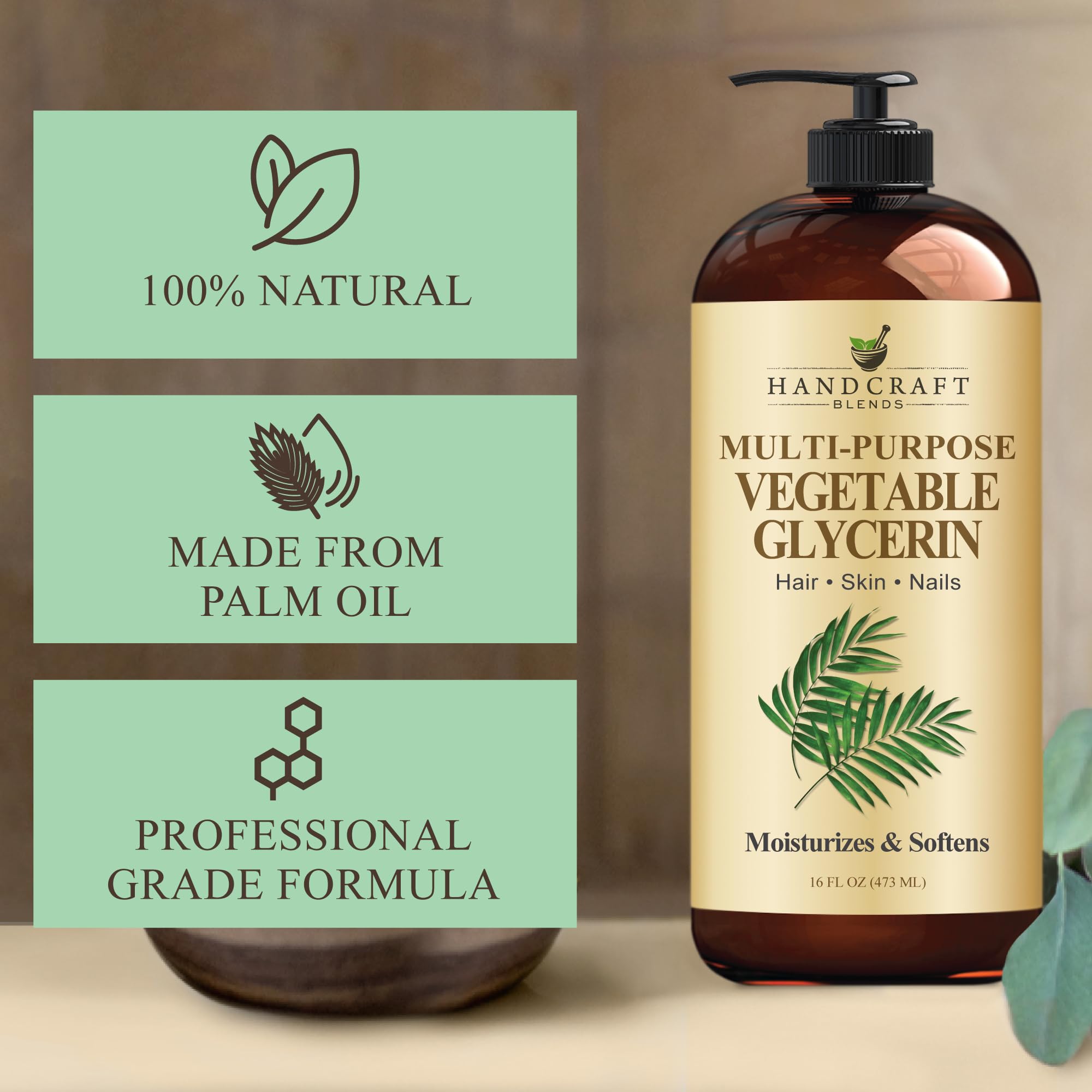 Handcraft Blends Glycérine végétale – soin corps et cheveux pour hydratation.