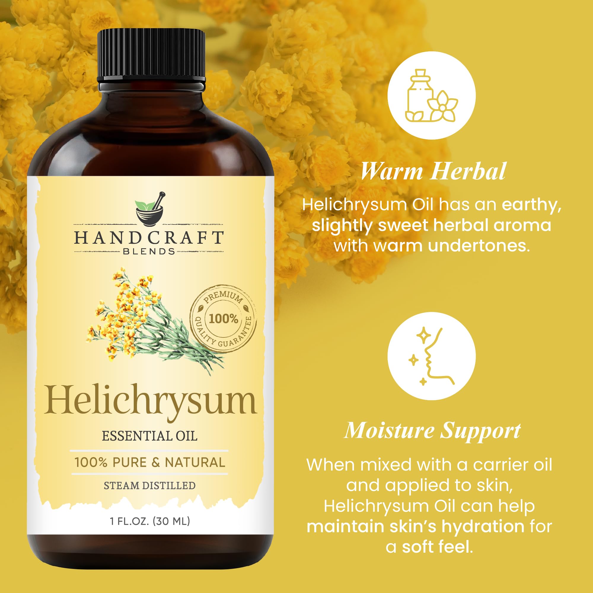 Application locale Handcraft Blends Helichrysum pour soin cutané doux.