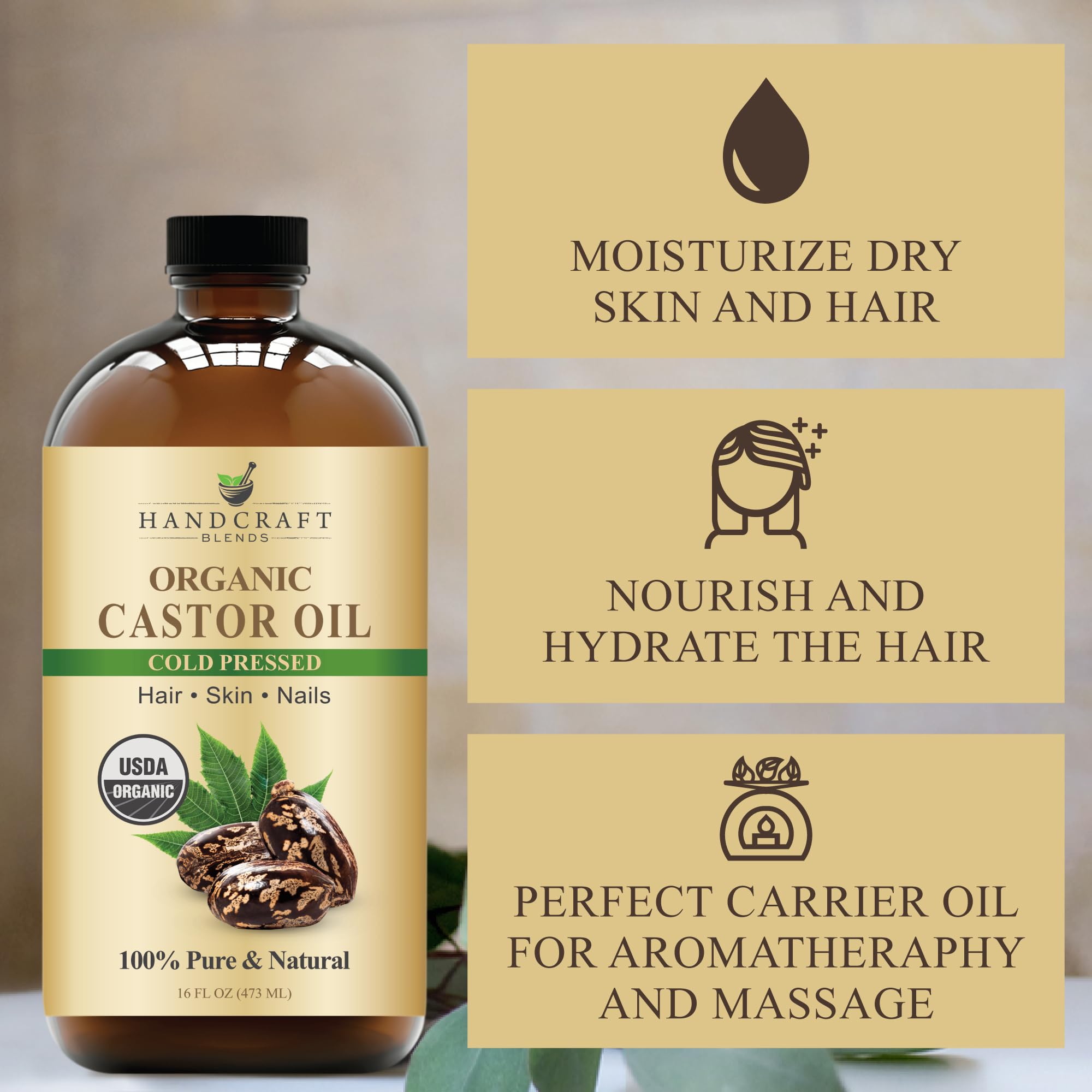 Hydratation de la peau avec Handcraft Blends huile de ricin visage et corps.