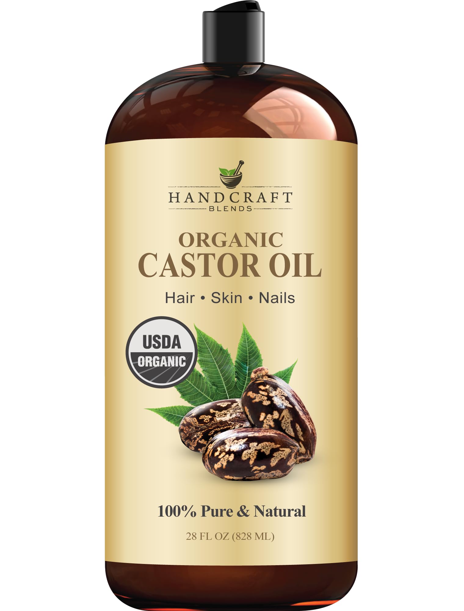 Handcraft Blends huile de ricin en bouteille 28 oz, hydratation naturelle.