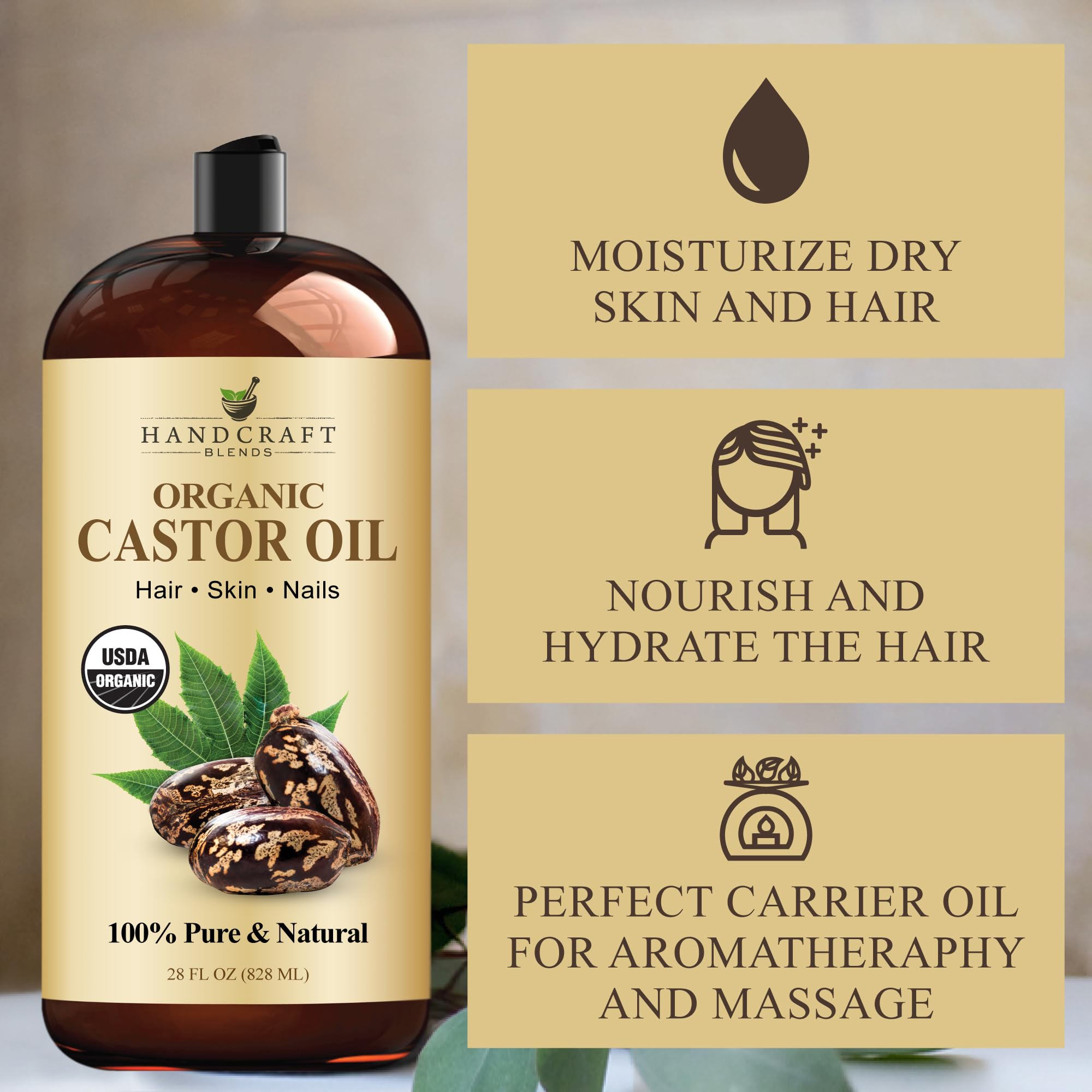 Handcraft Blends huile de ricin soin visage et peau.