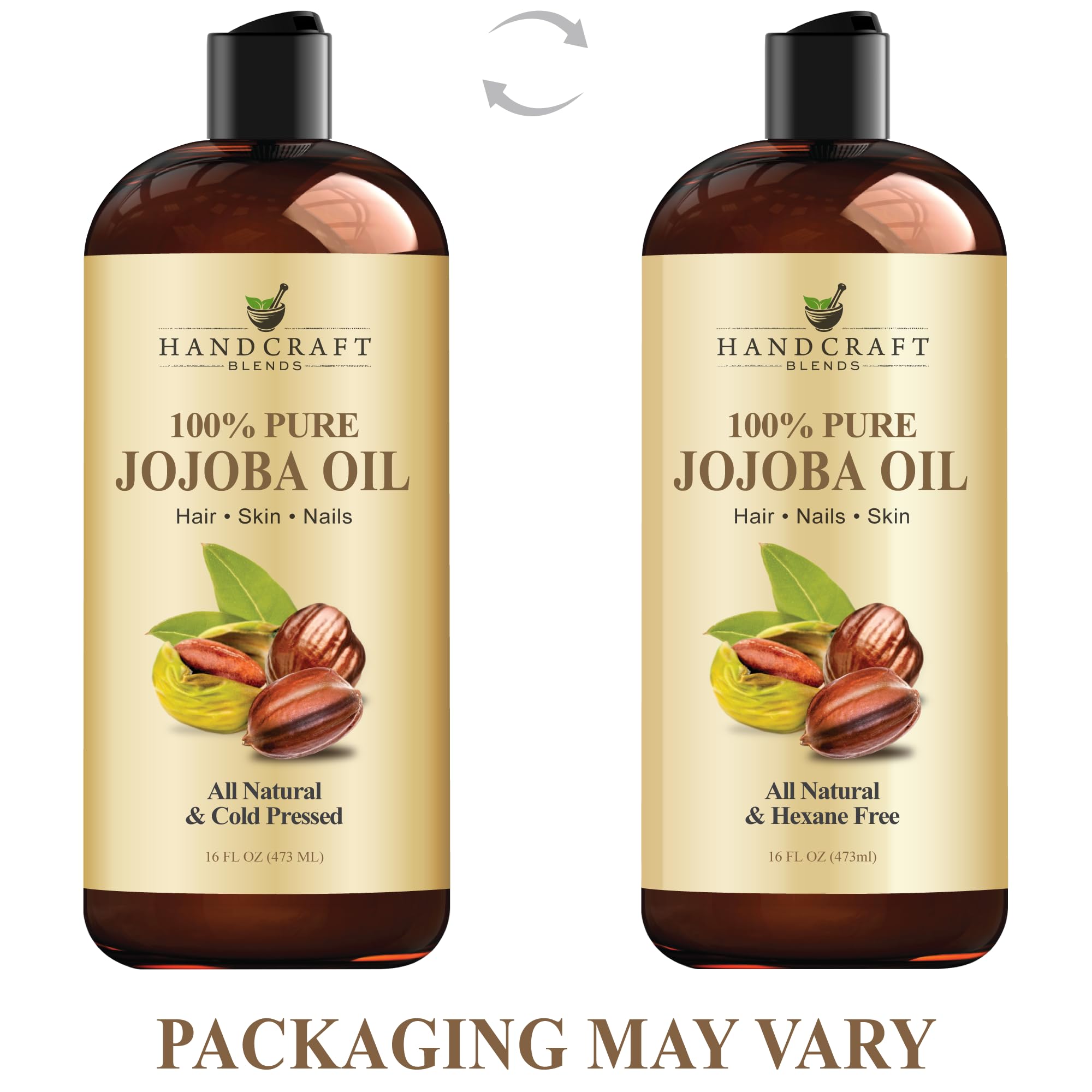 Huile Handcraft Blends jojoba sur cheveux, brillance naturelle.