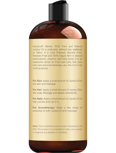 Huile Handcraft Blends jojoba sur visage, usage quotidien pour peau équilibrée.