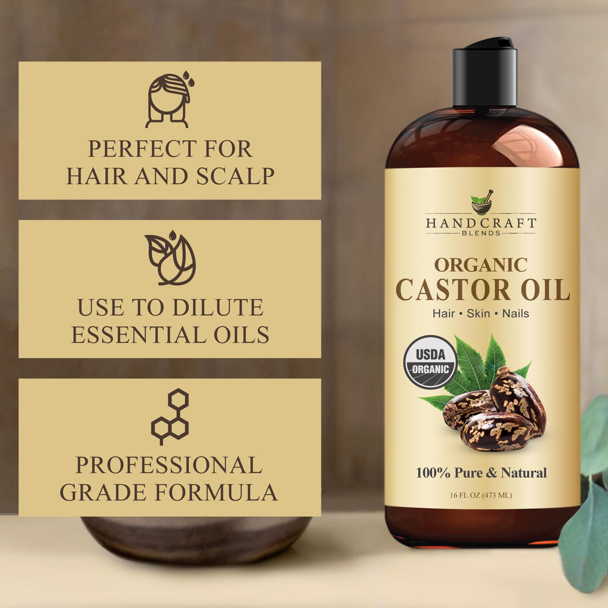Handcraft Blends huile ricin bio massage corps – glisse douce et nourrissante