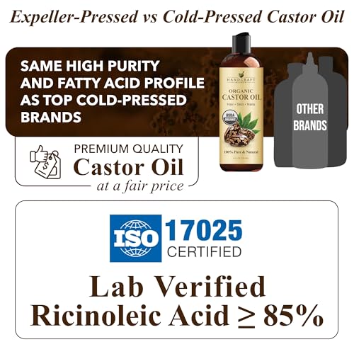 Huile de ricin Handcraft Blends pour cheveux, hydratation et brillance.