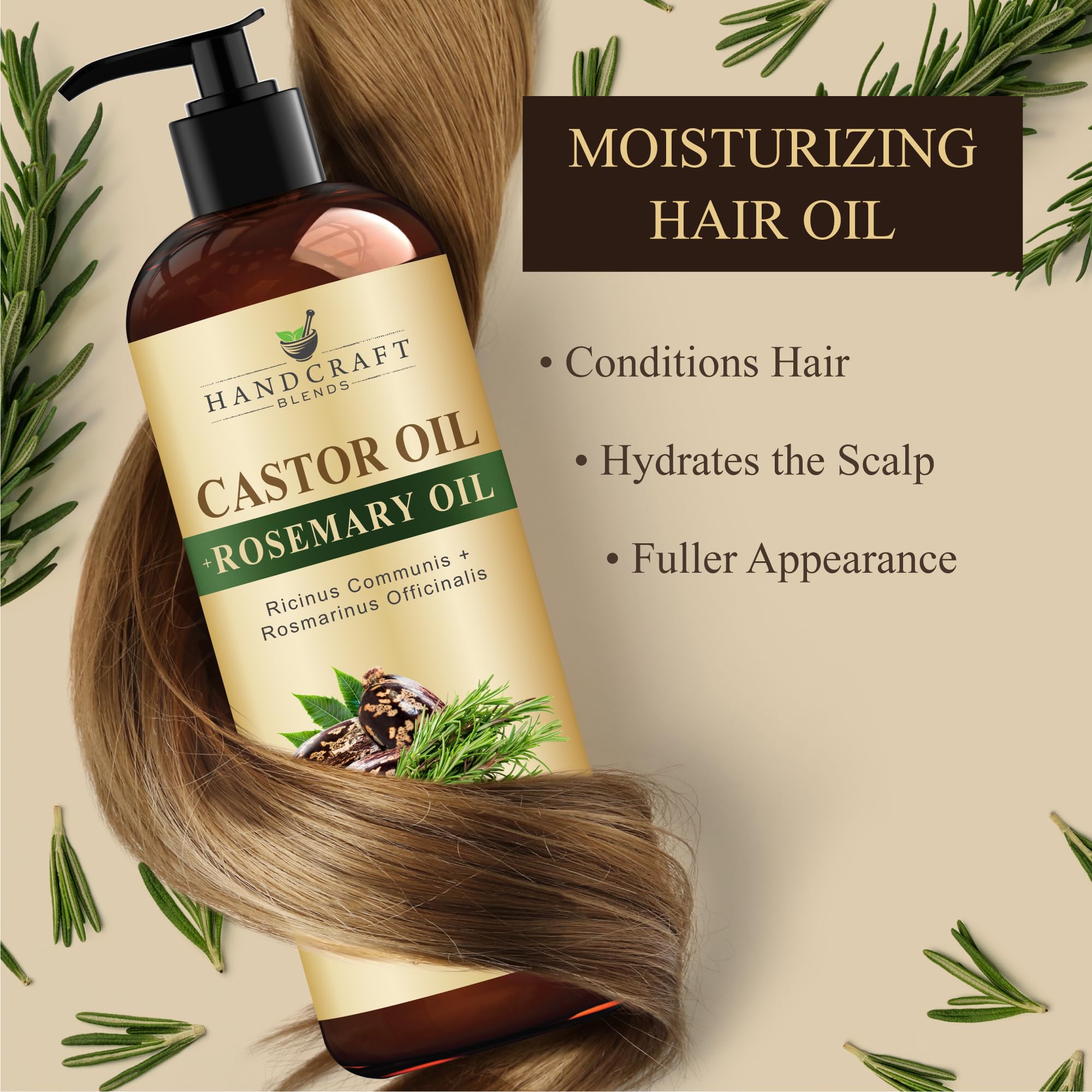 Handcraft Blends huile de ricin romarin – routine beauté quotidienne naturelle.