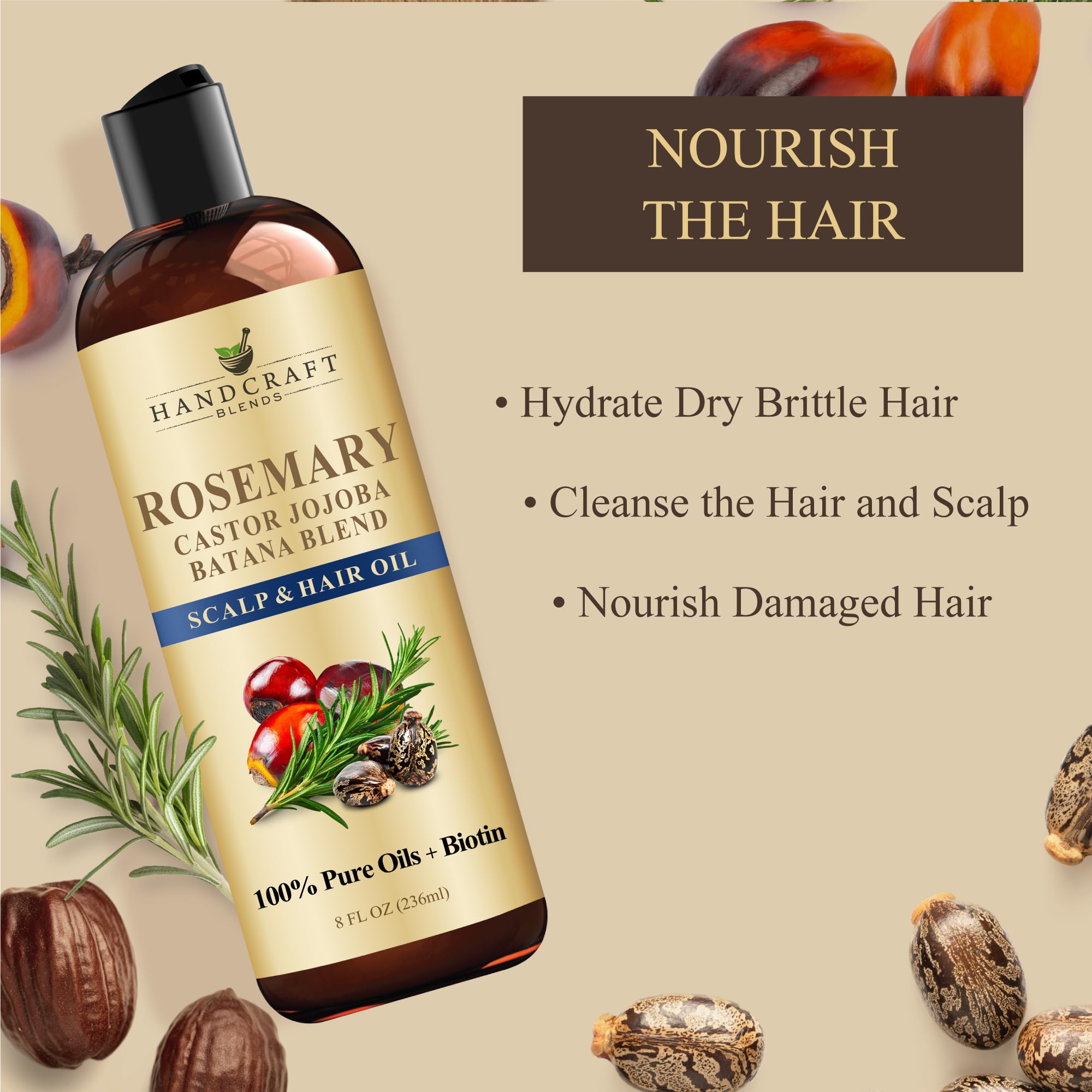 Application sur longueurs Handcraft Blends huile romarin hydratation