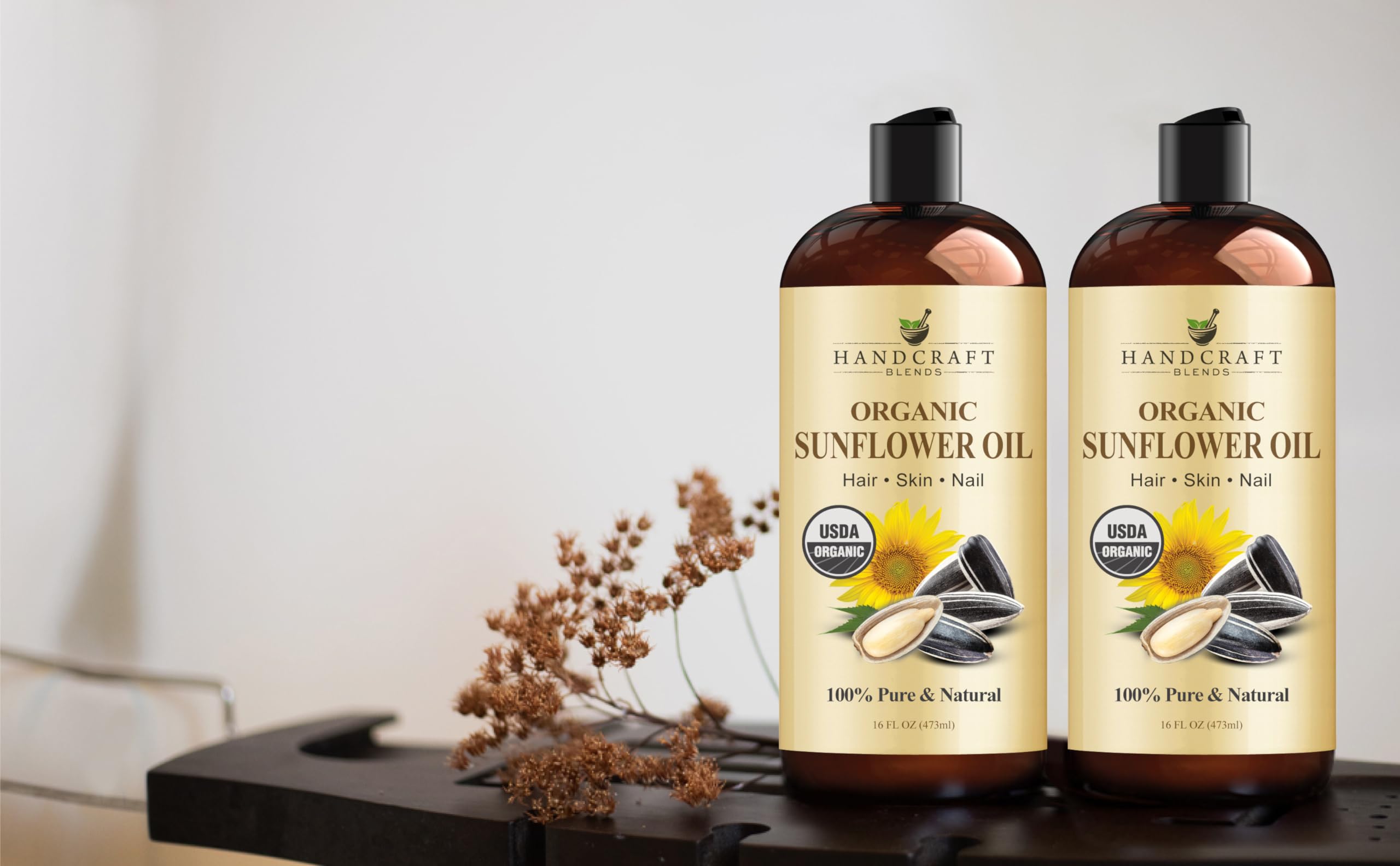 Handcraft Blends huile tournesol bio emballage hermetique: conservation optimale de la purete.