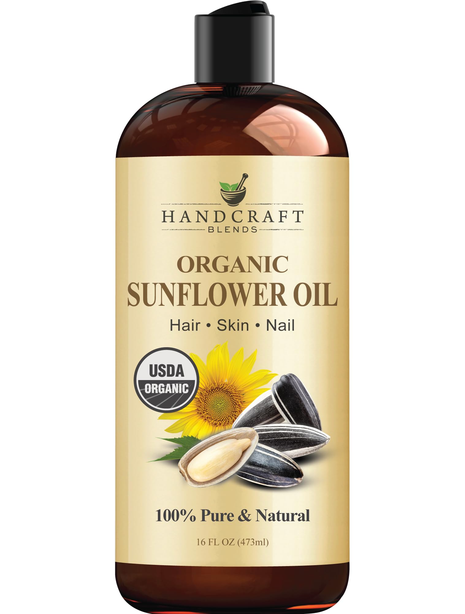 Handcraft Blends huile tournesol bio pressee froide bouteille: soin peau et cheveux nourrissant.