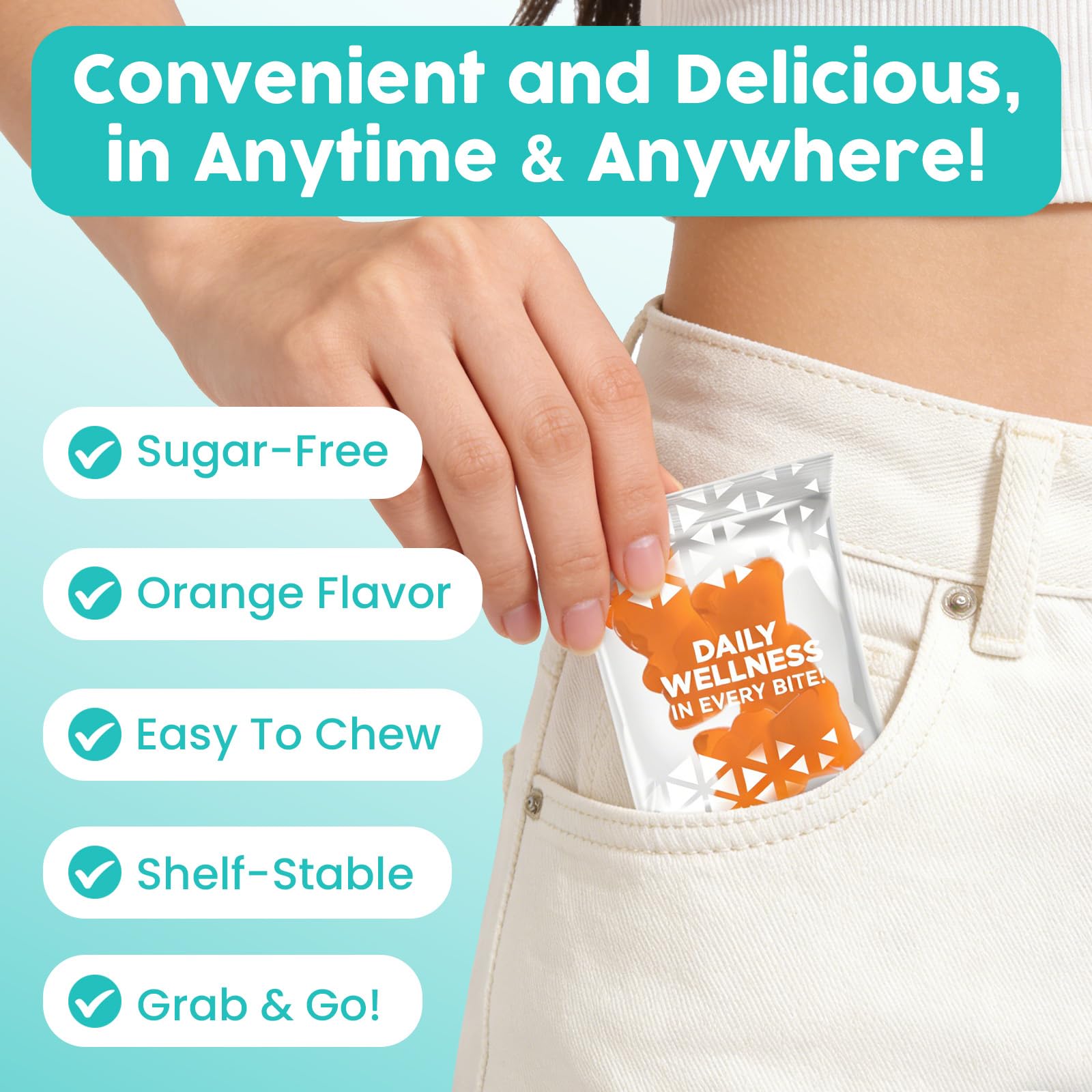 Gummies portables, parfaites pour le sac.