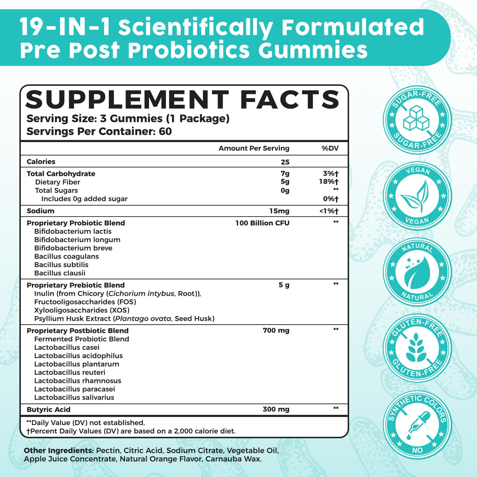 Hanliste Postbiotiques 1000 mg, soutien immunitaire potentiel et équilibre intestinal.