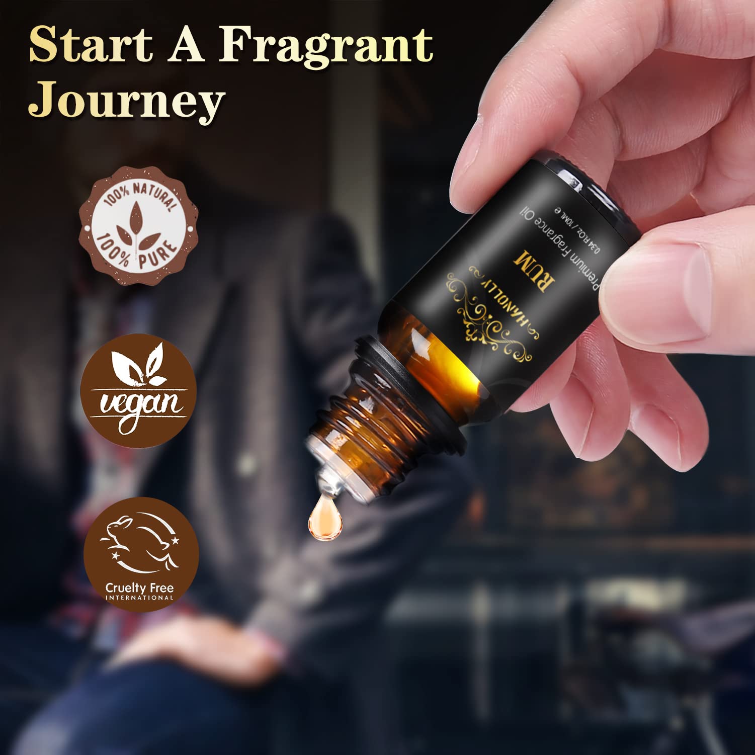 Hanolly bouteilles ambrées 10 ml, huiles pour diffusion longue durée.