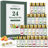 Hanolly huiles essentielles : 24 bouteilles noires préservant leur parfum durable pour diffusion.