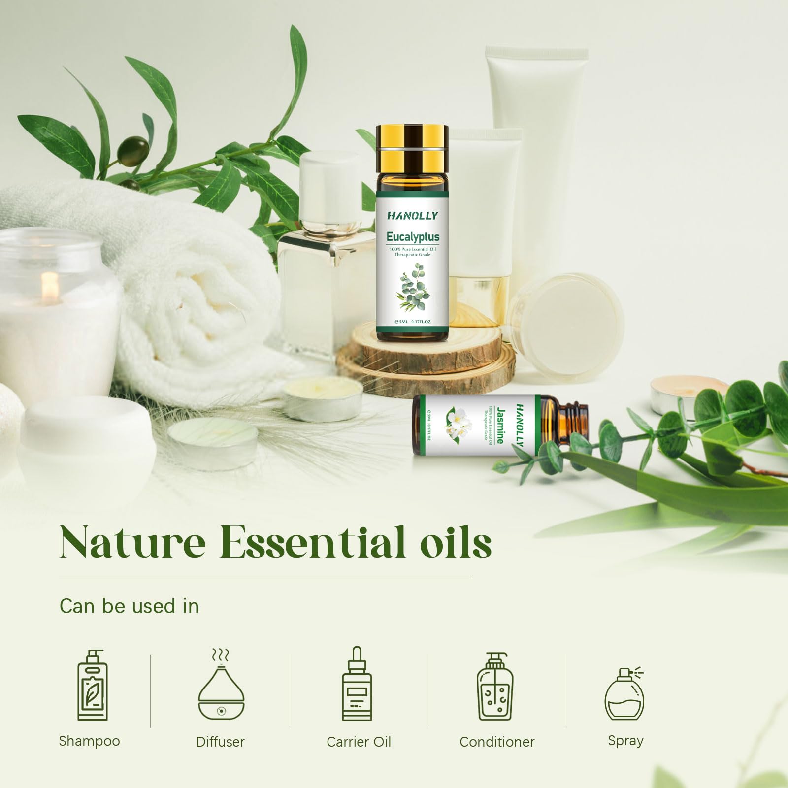 Hanolly huile essentielle pour massage: parfum riche pour massage relaxant et moment bien-être.