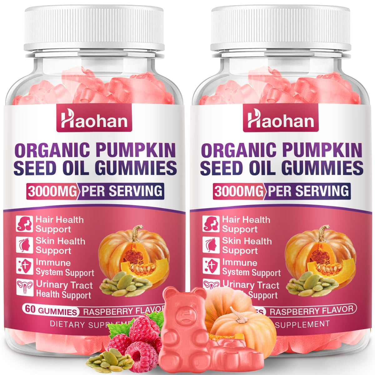 Haohan gom mes en bouteille huile graines potiron, pour cheveux et peau.