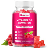 Gommes Haohan B2 400 mg, framboise sans sucre, soutien potentiel du système nerveux.