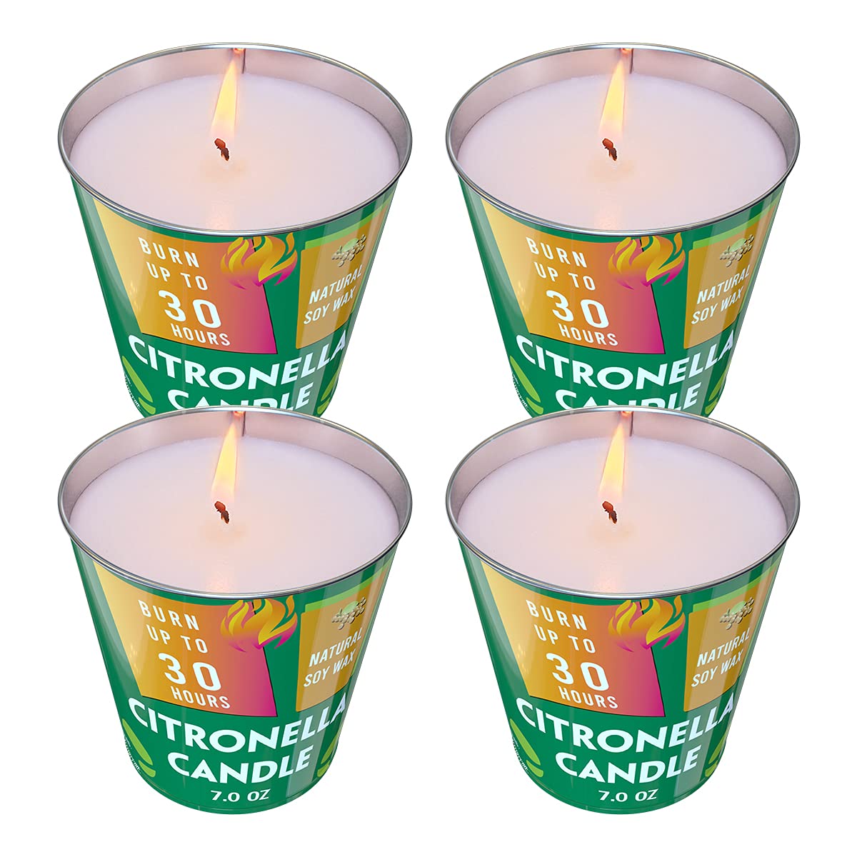 Bougie Haoson citronnelle en seau vert pour extérieur et repousse les insectes