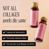 Étiquette Happy Aging Glow Shot soulignant l'hydratation et la liposomale
