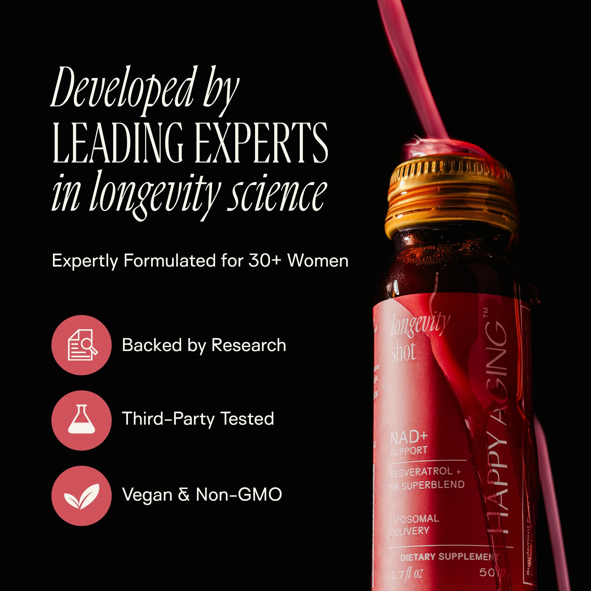 Happy Aging Shot extraits de vin et raisin pour les antioxydants.