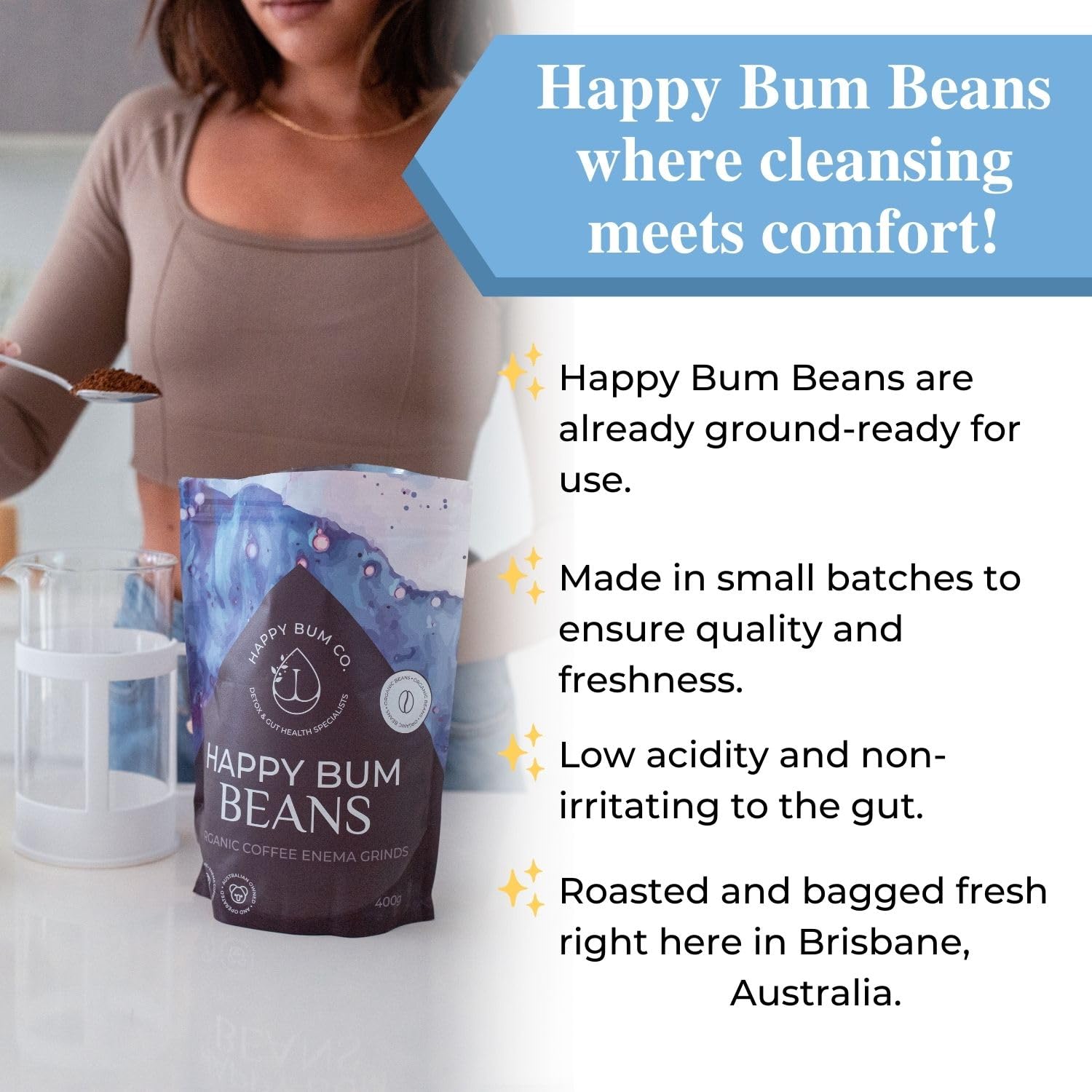 Happy Bum Co Mélange Éthiopie-PNG – mélange biologique pour detox en douceur.
