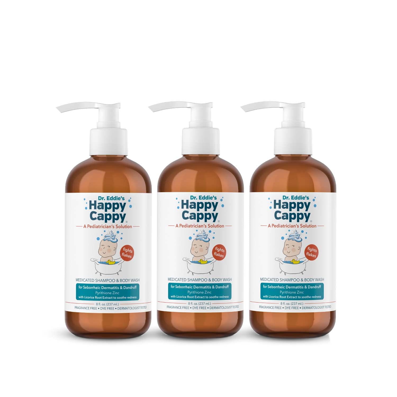 Shampoing Happy Cappy Médicamenteux – bouteille, douceur adaptée au cuir chevelu délicat.