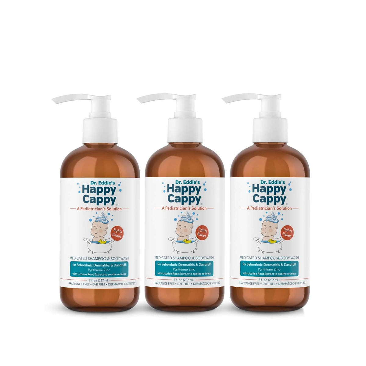 Shampoing Happy Cappy Médicamenteux – bouteille, douceur adaptée au cuir chevelu délicat.