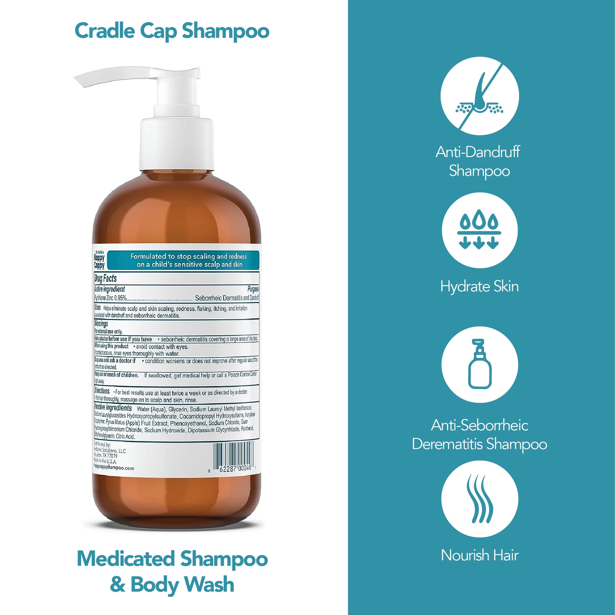 Shampoing Happy Cappy Médicamenteux – massage du cuir chevelu pour calmer les pellicules.
