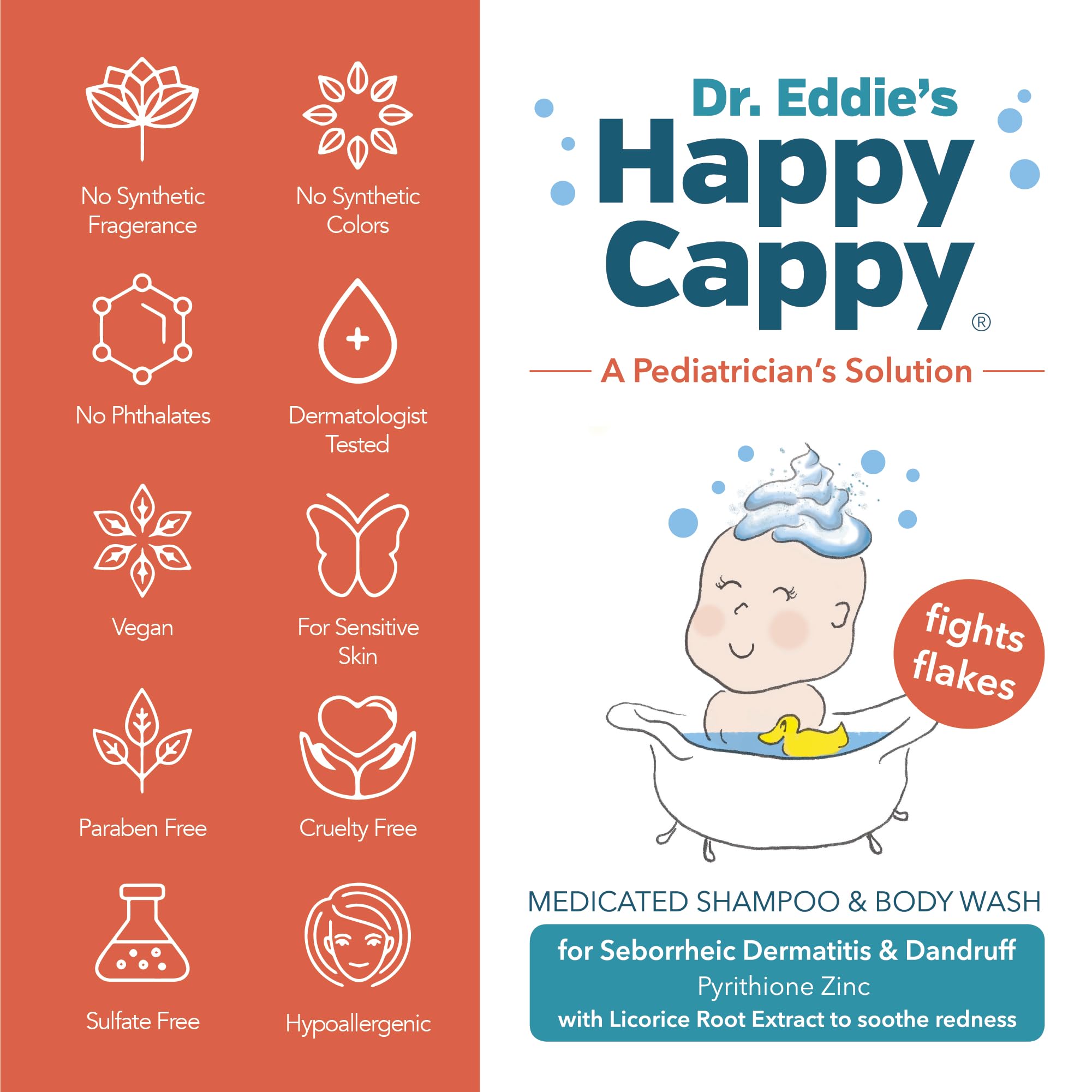 Shampoing Happy Cappy – sans parfum, idéal pour peau sensible et routine bébé.