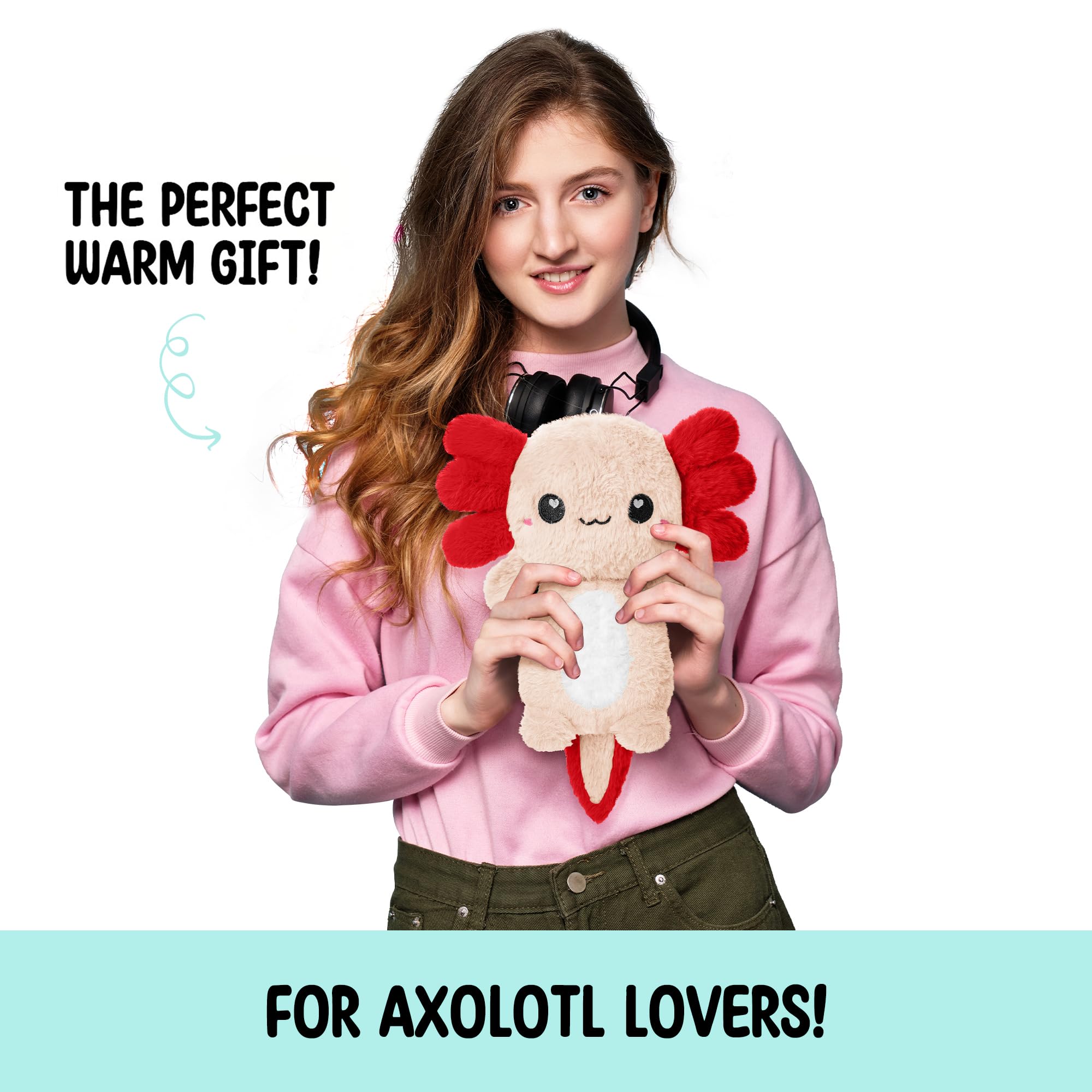Doudou chaud doux Happy Fuel Axolotl pour des câlins apaisants