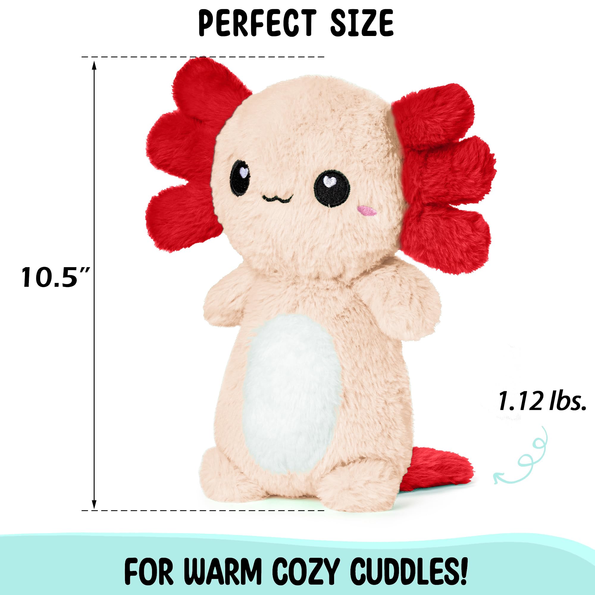 Peluche naturelle sans odeur Happy Fuel Axolotl utilisable chaude ou froide