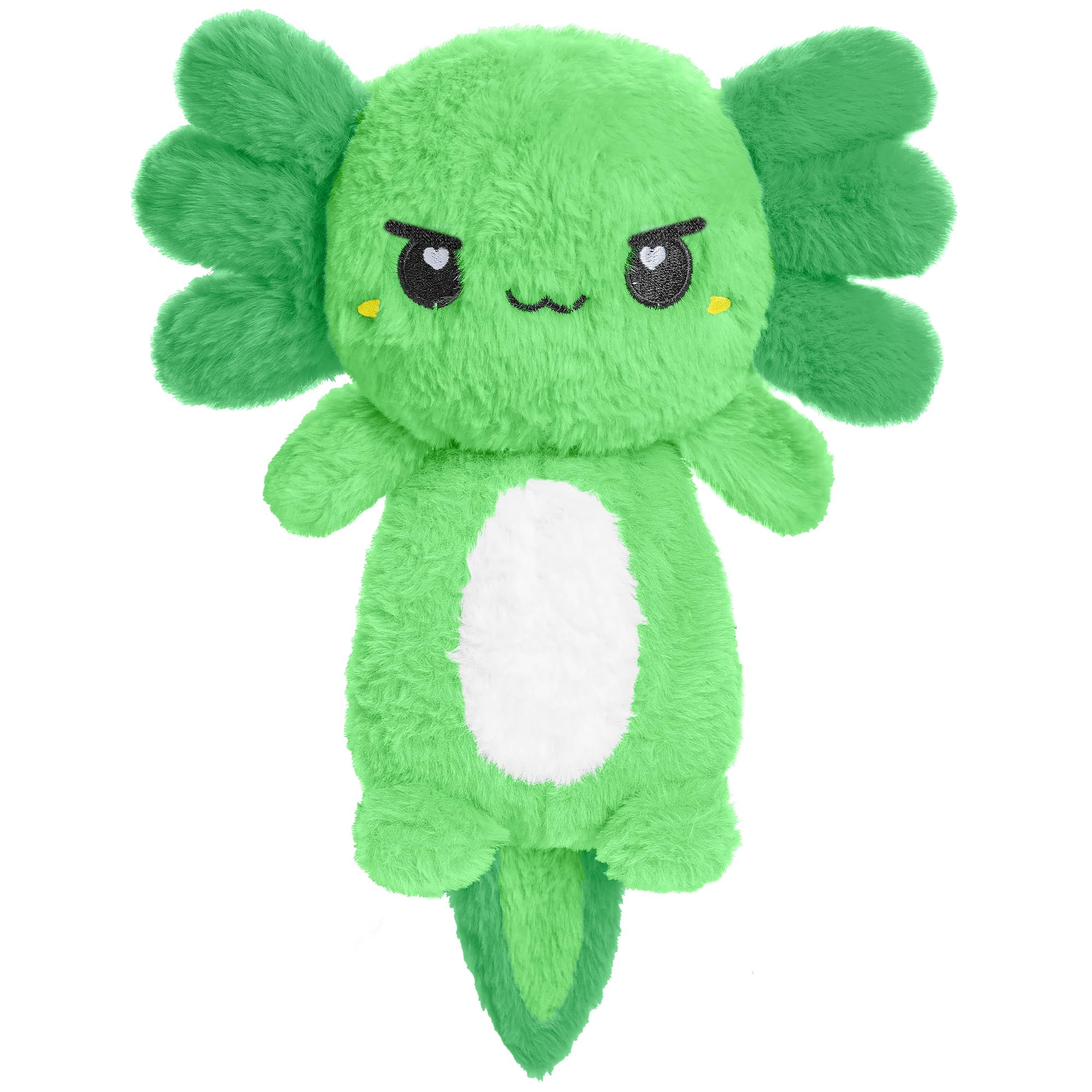 Peluche axolotl verte Happy Fuel, chaude et réconfortante pour les câlins.