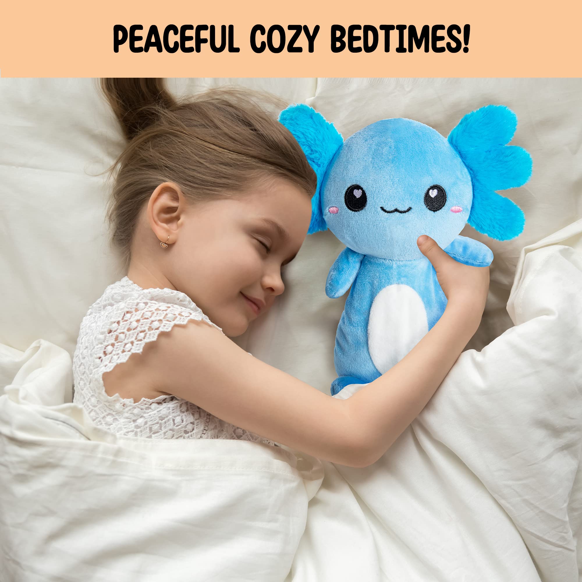 Happy Fuel Axolotl peluche polyvalente, utilisable chaude ou froide.