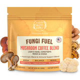 Emballage Happy Healthy Hippie café champignons instant; préparation rapide et pratique.