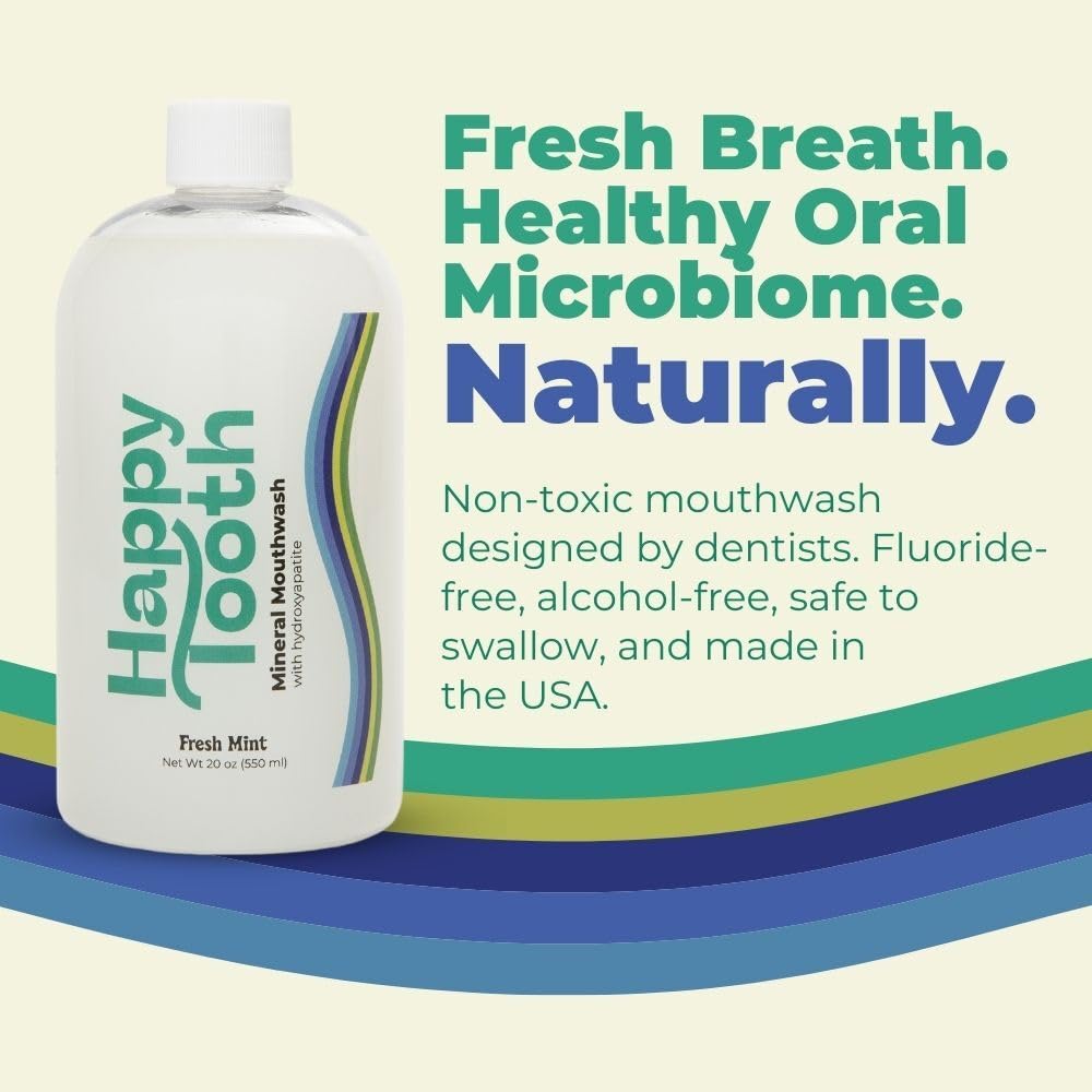 Happy Tooth bain de bouche – emballage clair et étiquette lisible pour un choix éclairé.