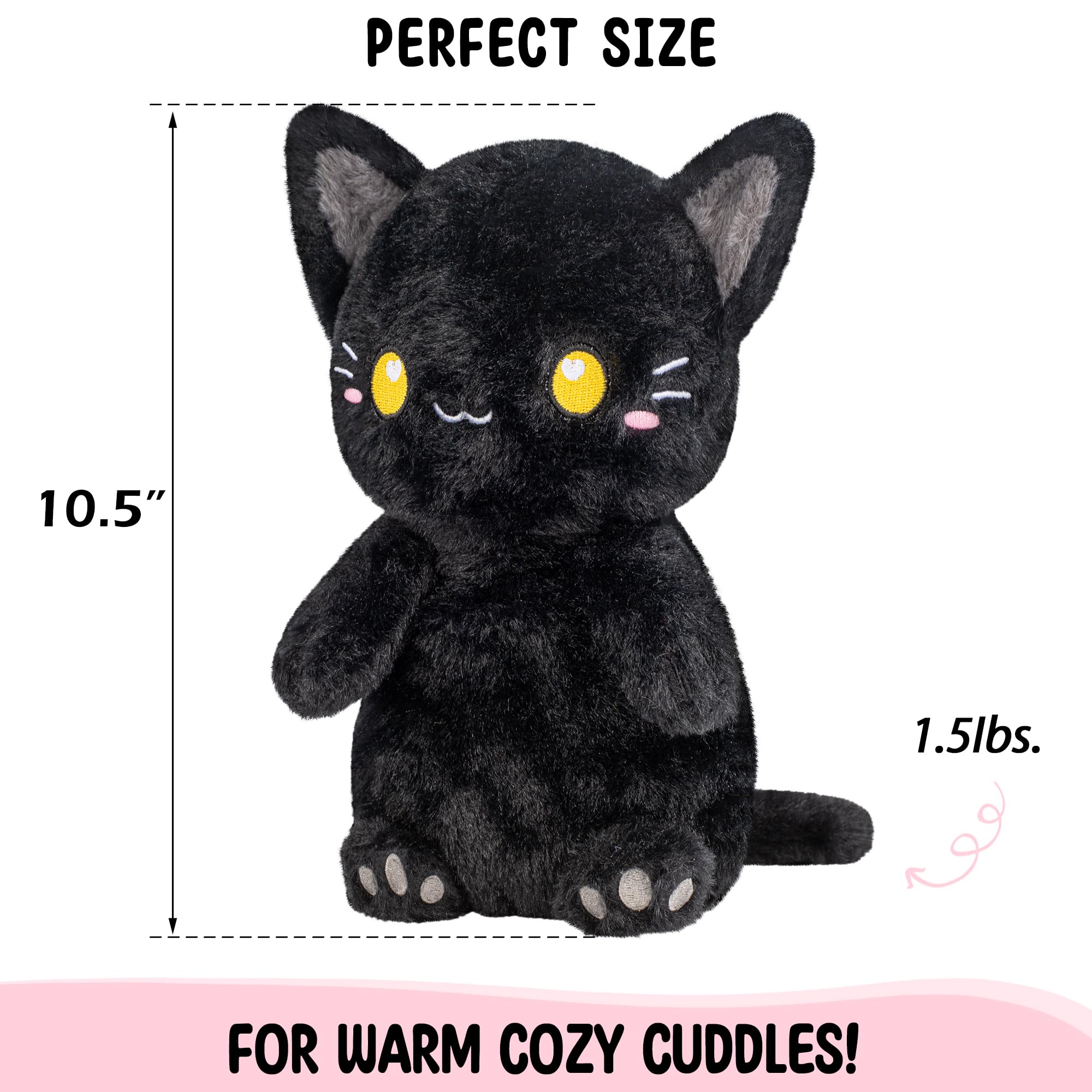 Happy Fuel Chat Noir : peluche confortable pour adultes et enfants.