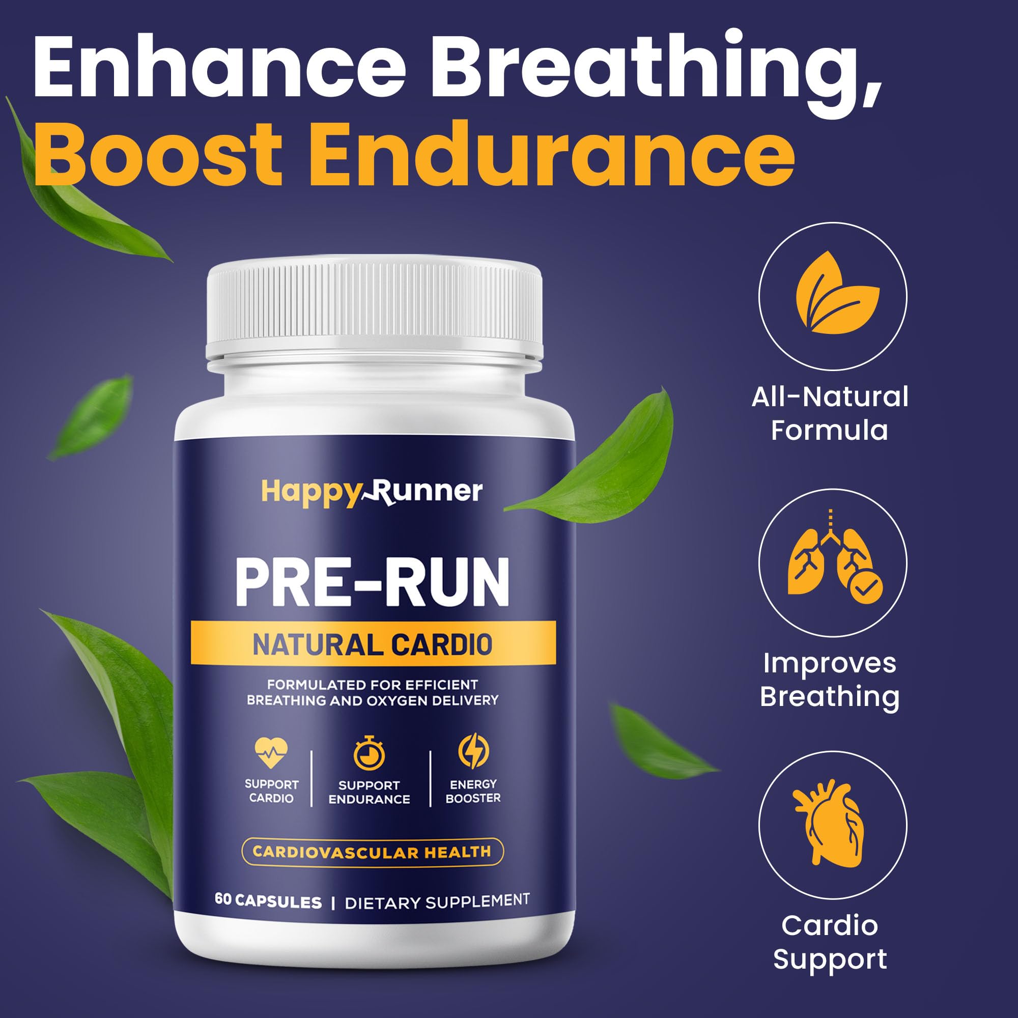 Happy Runner Pre-Run: énergie et endurance soutenues lors d'une séance.