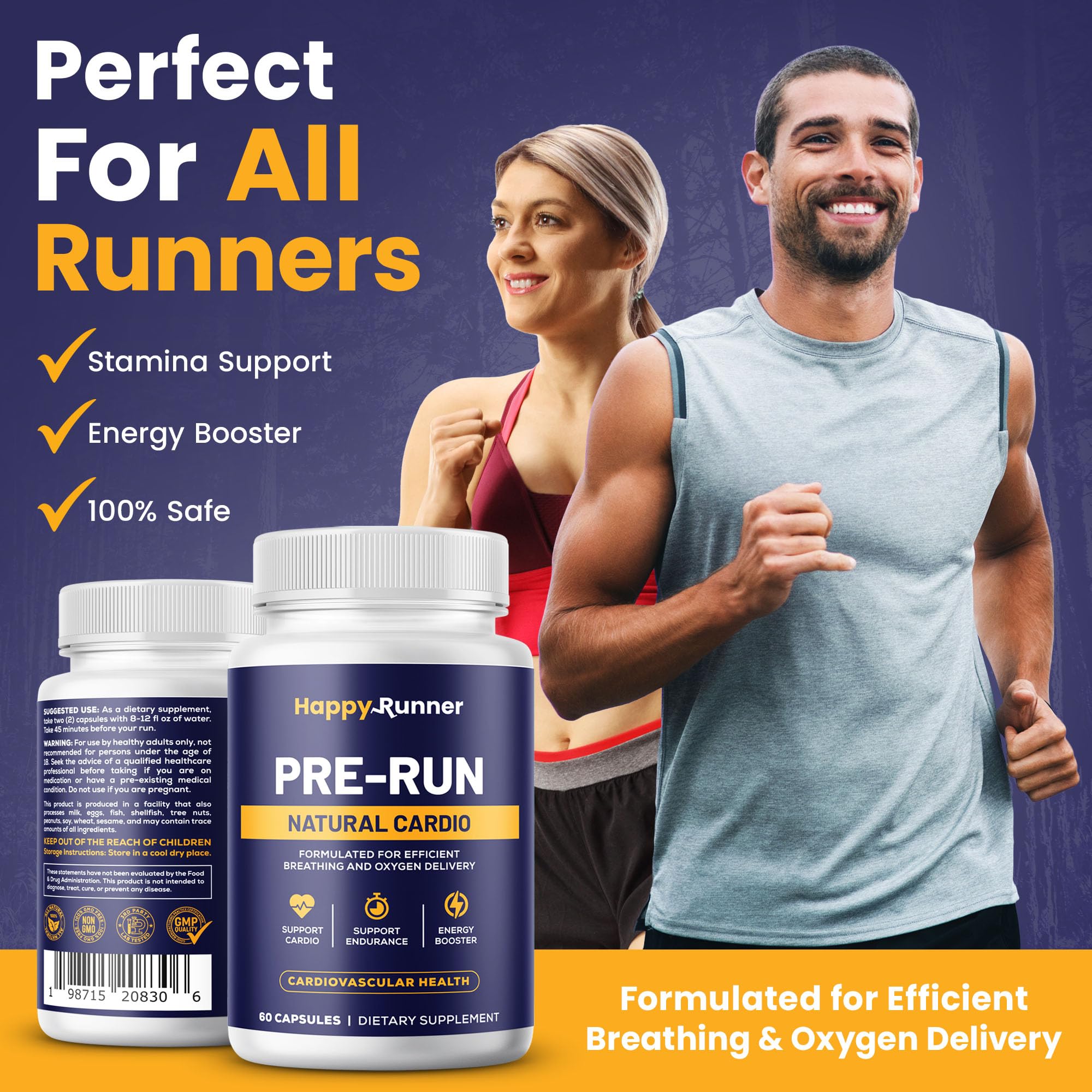 Happy Runner Pre-Run: flux sanguin montré comme soutien pendant l'exercice.