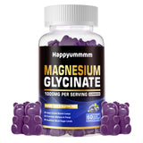 Happyummmm gommes magnésium glycinate - bouteille bleue, douceur et soutien potentiel du sommeil