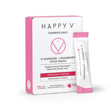 Happy V D-Mannose Cranberry sachet doseur: emballage pratique pour emporter et préparer une dose quotidienne
