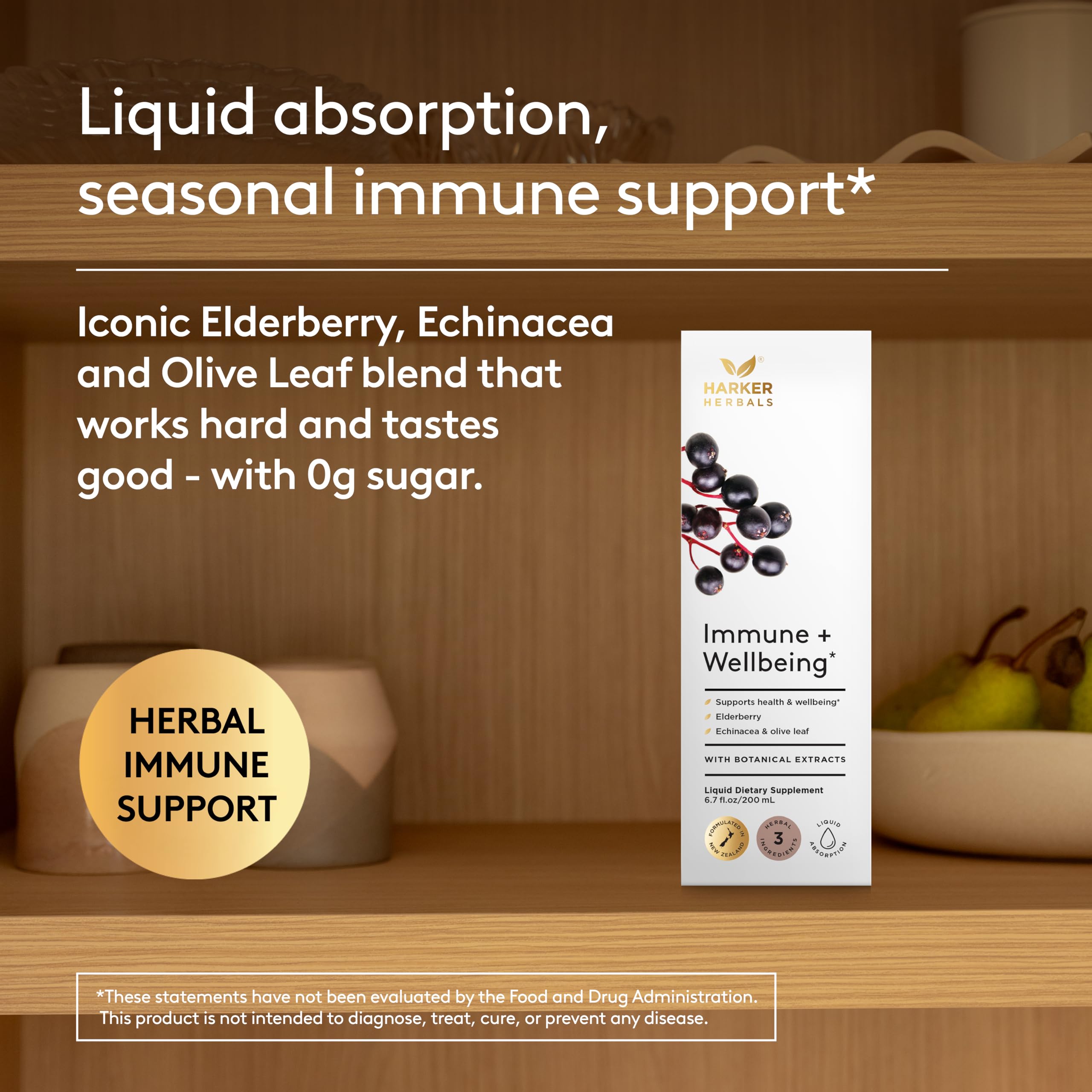 Cuillère-doseur intégrée du sirop immunité Harker Herbals, dosage simple