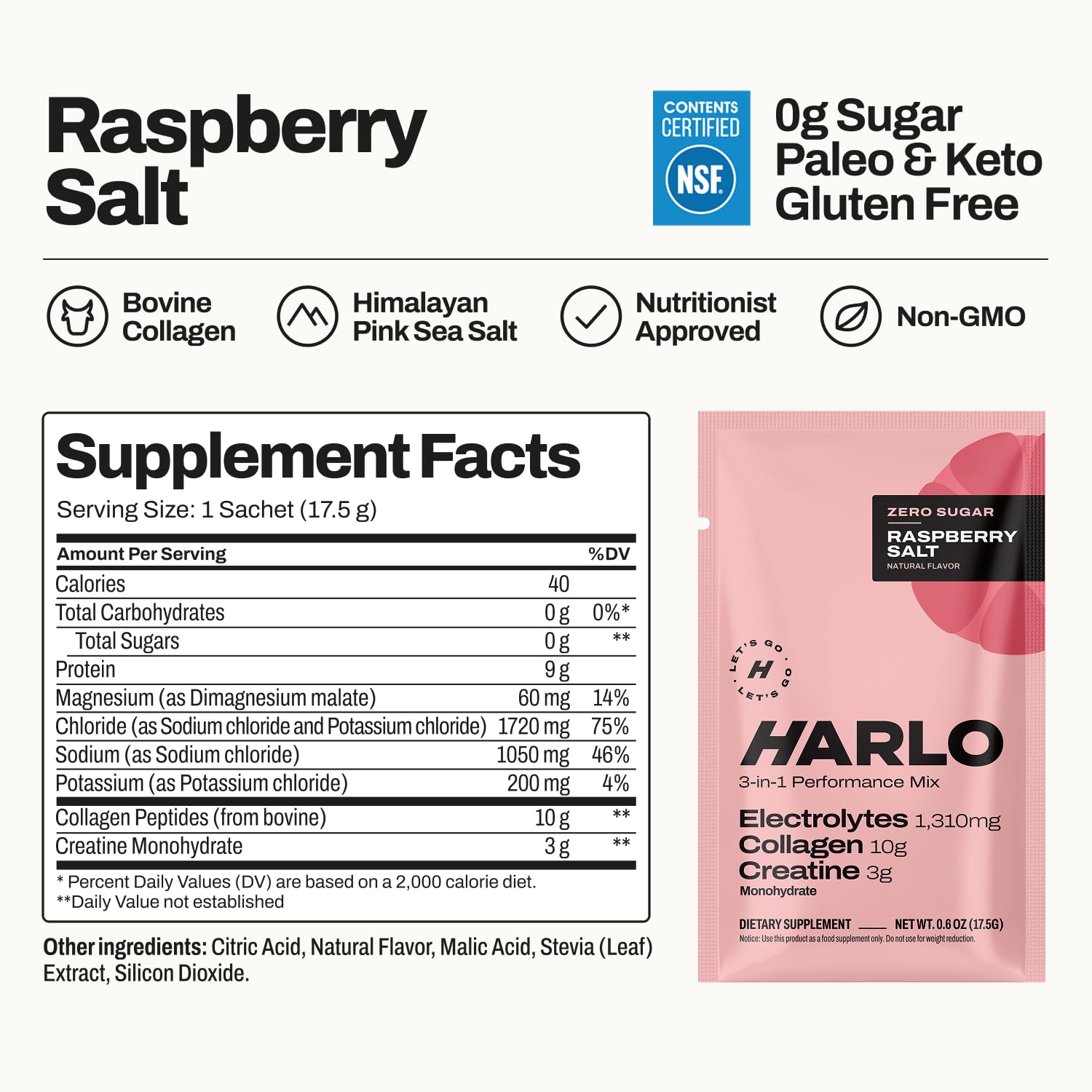 Harlo Electrolytes – préparation rapide dans une gourde, sans sucre ajouté.
