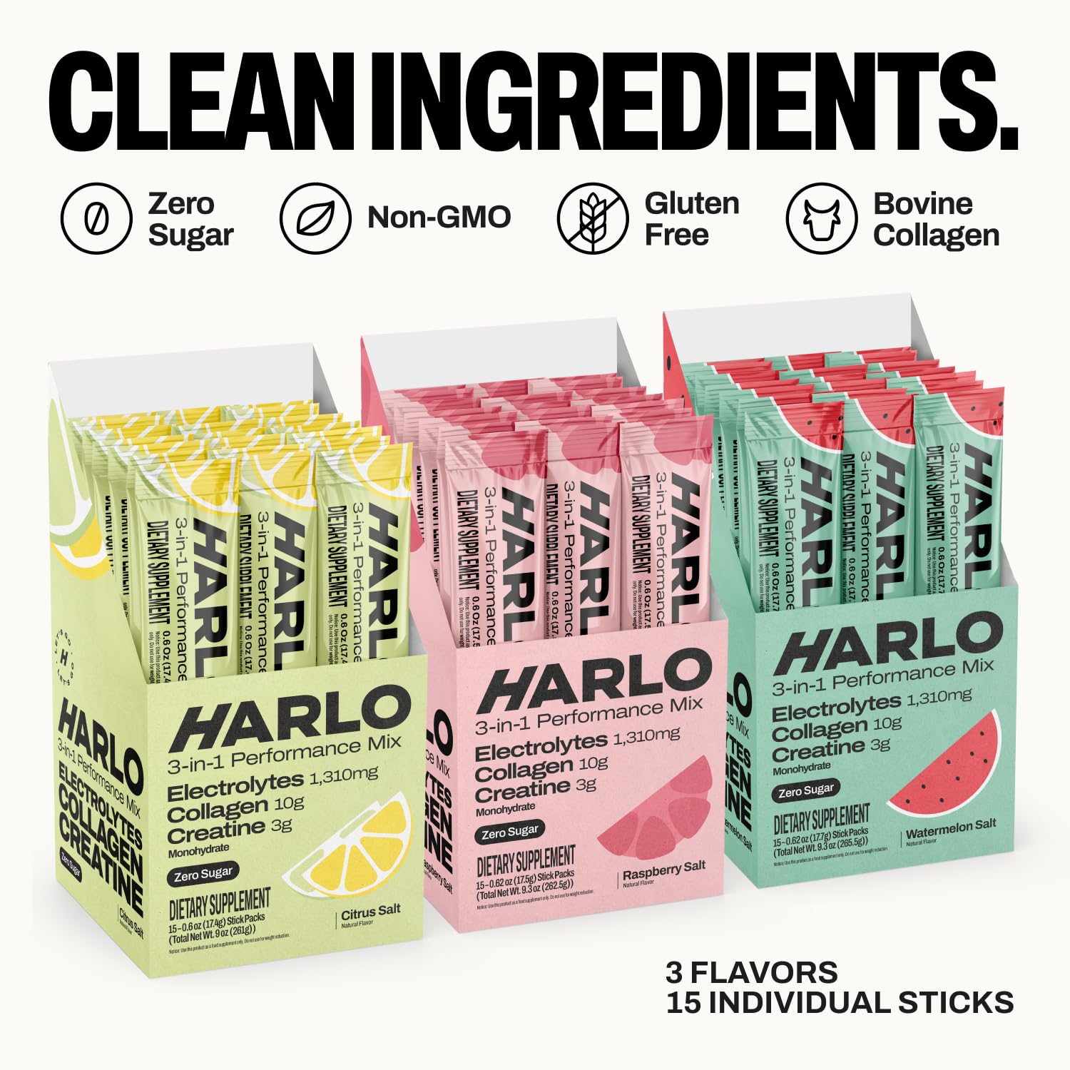 Harlo Electrolytes Stick Pack – hydratation prolongée pendant les sessions à haute intensité.