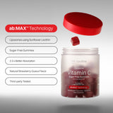 Gros plan sur texture liposomale et technologie abmax favorisant l'absorption