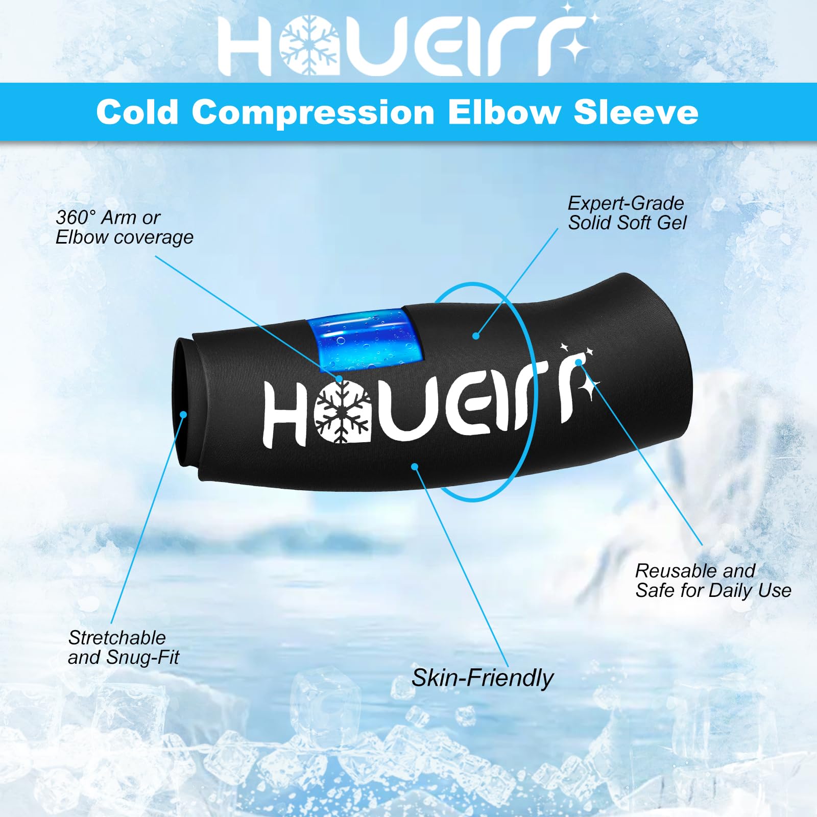 HAUEIRR cheville: bandeau glacé flexible pour réduction de l'enflure après entorse.