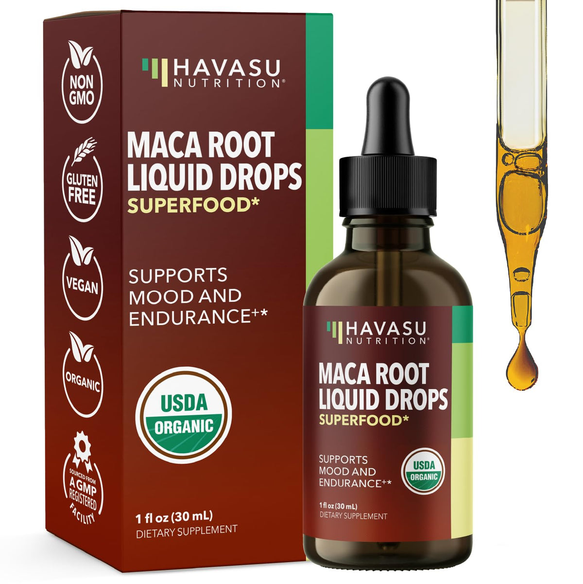 HAVASU NUTRITION Maca liquide bouteille – énergie naturelle et équilibre hormonal.